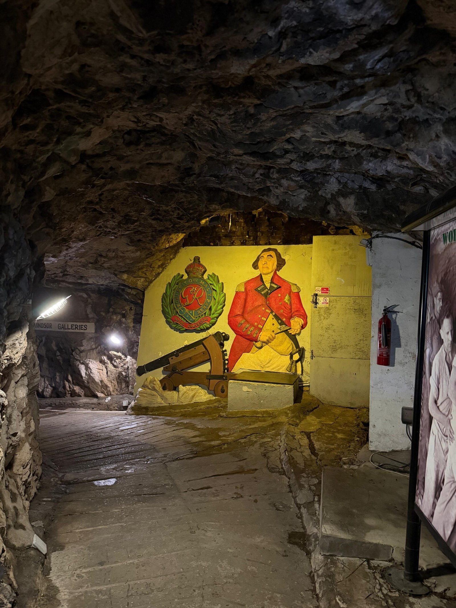 Great Siege Tunnels Gibraltar interior showing historic military tunnels inside the Rock